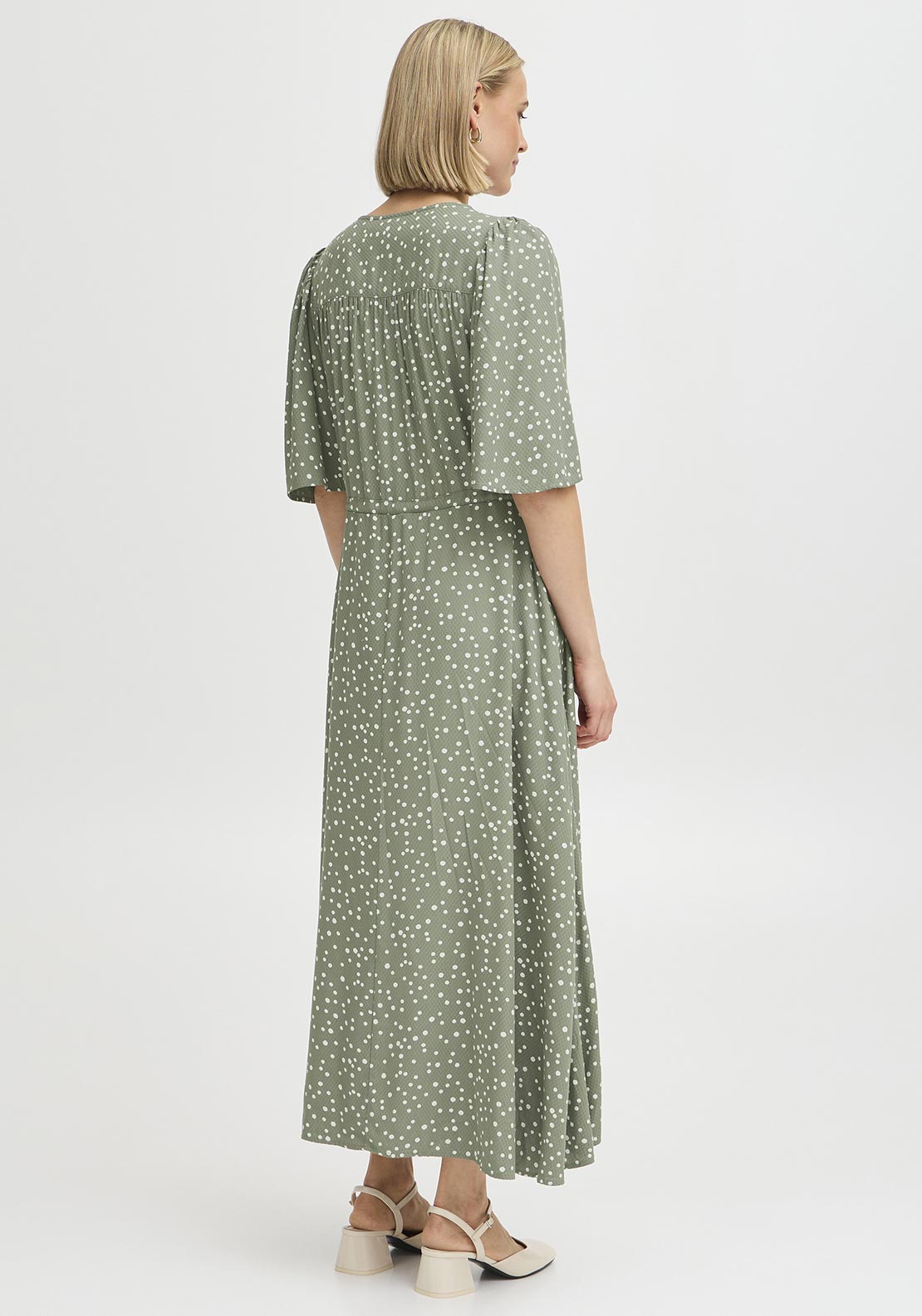 Fransa Kamma Polka Dot Dress, Green