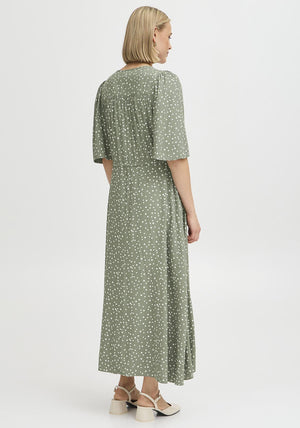 Fransa Kamma Polka Dot Dress, Green