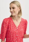 Fransa Kamma Polka Dot Dress, Red