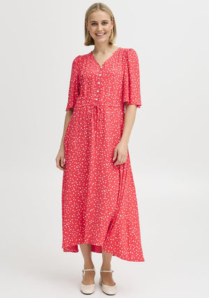 Fransa Kamma Polka Dot Dress, Red