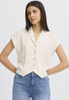 Fransa Tel Linen Blend Short Shirt, Beige