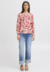 Fransa Hita Pleated Floral Blouse, Pink