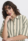 Fransa Maddie Striped Shirt, Green and Cream
