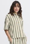 Fransa Maddie Striped Shirt, Green and Cream