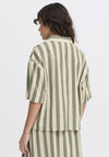 Fransa Maddie Striped Shirt, Green and Cream