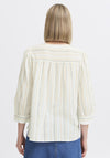 Fransa Nadi Striped Tunic Top, White Multi