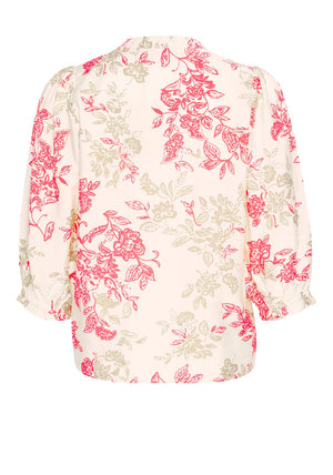 Fransa Tine Floral Print Blouse, Cream Multi