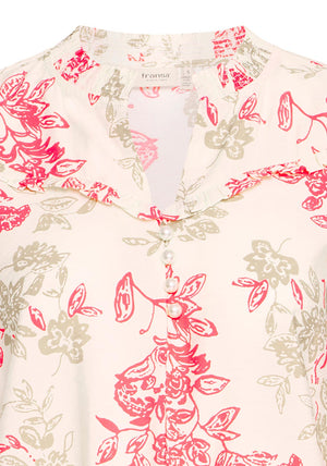 Fransa Tine Floral Print Blouse, Cream Multi