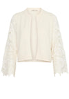 Fransa Hellen Crochet Sleeve Cardigan, Cream