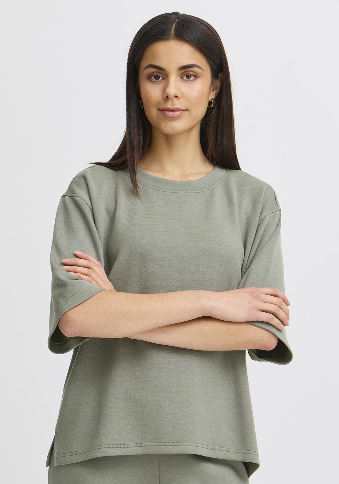 Fransa Aurora Heavy T Shirt, Green