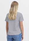 Fransa Josie Textured Striped T Shirt, Navy and White