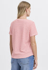 Fransa Josie Textured Striped T Shirt, Red and White