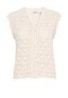 Fransa Kateleen Knit Buttoned Sweater Vest, Cream
