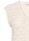 Fransa Kateleen Knit Buttoned Sweater Vest, Cream