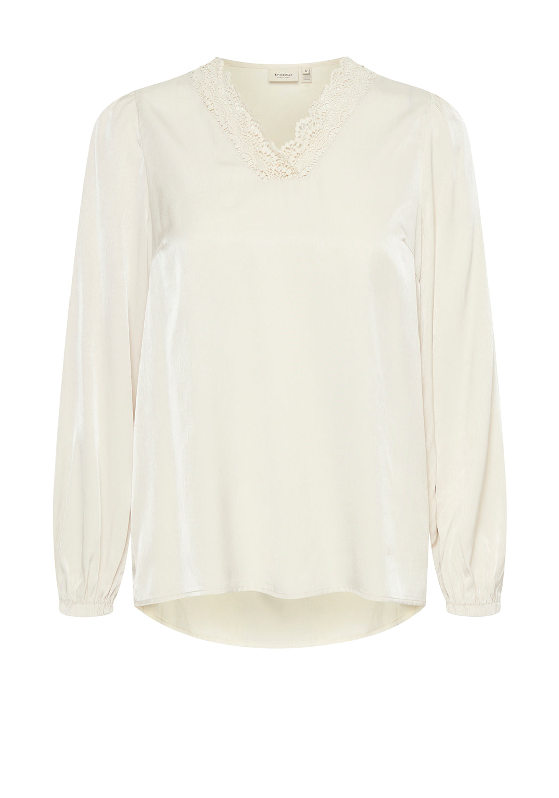 Fransa Diana Crochet Detail Blouse, Cream