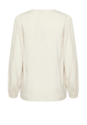 Fransa Diana Crochet Detail Blouse, Cream