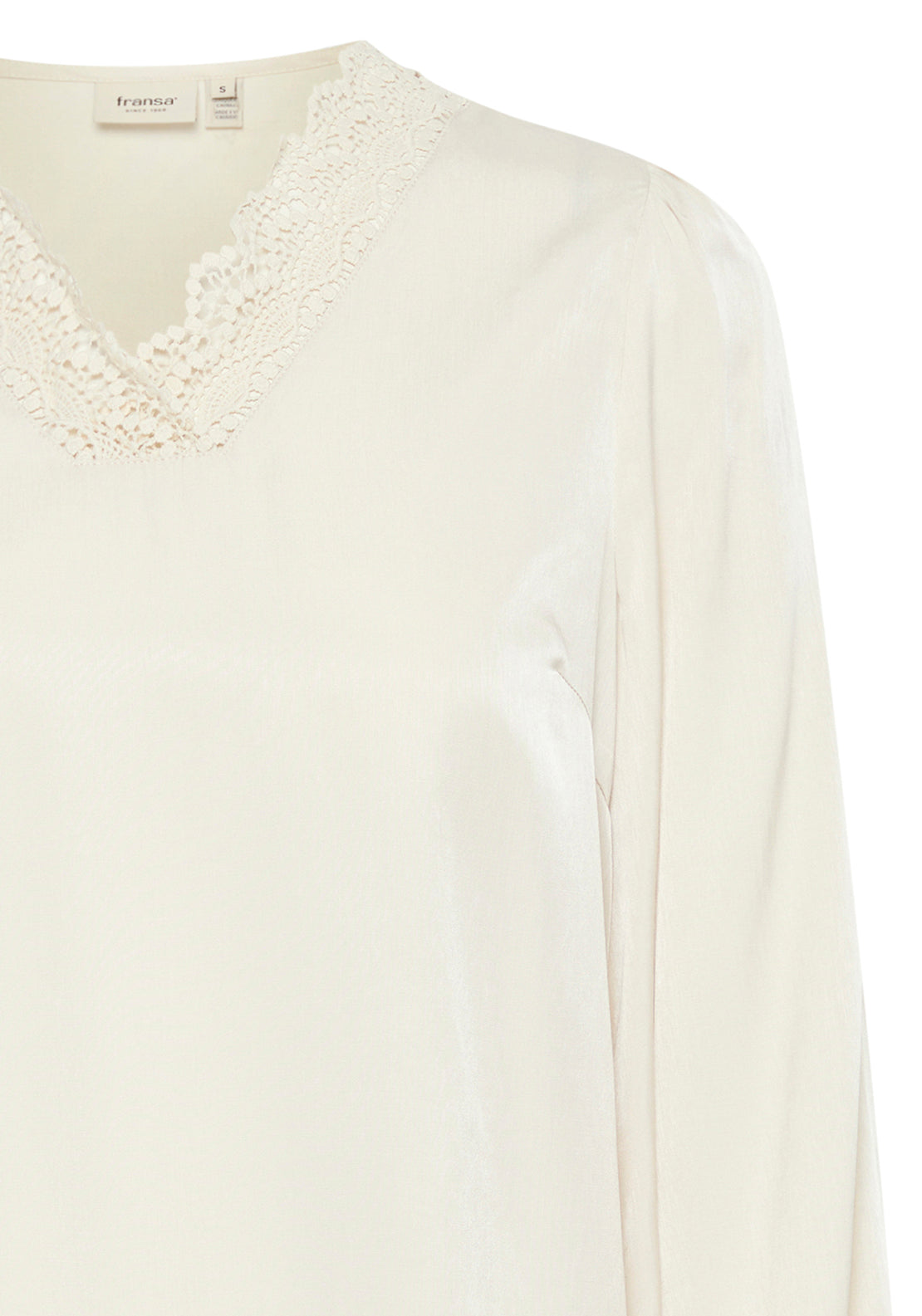 Fransa Diana Crochet Detail Blouse, Cream