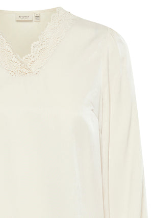 Fransa Diana Crochet Detail Blouse, Cream
