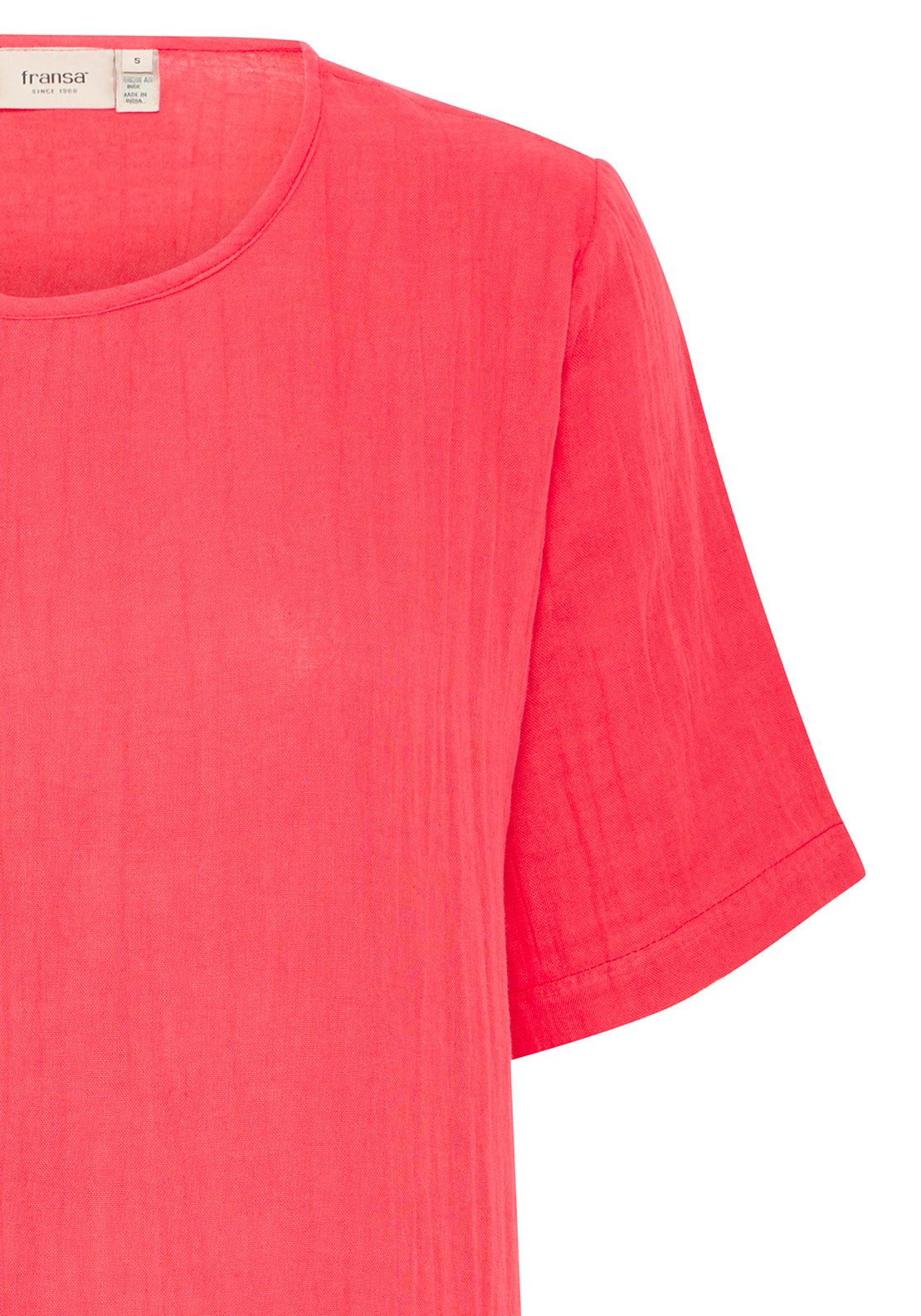 Fransa Manua Cotton Short Sleeve Top, Pink