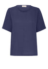 Fransa Manua Cotton Short Sleeve Top, Navy