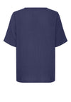 Fransa Manua Cotton Short Sleeve Top, Navy