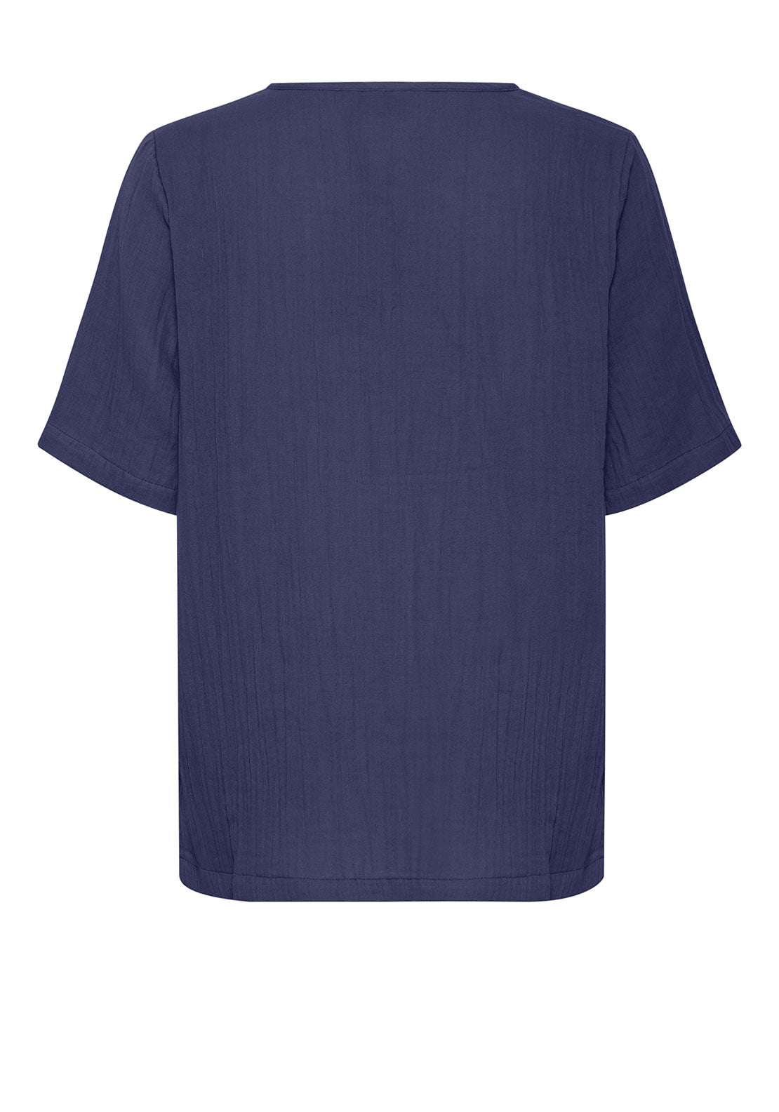 Fransa Manua Cotton Short Sleeve Top, Navy