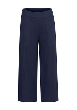 Fransa Manua Cotton Wide Leg Culottes, Navy