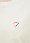 Fransa Heart Print T Shirt, Cream