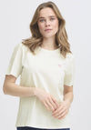Fransa Heart Print T Shirt, Cream