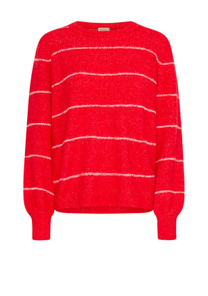 Fransa Kendra Striped Jumper, Red