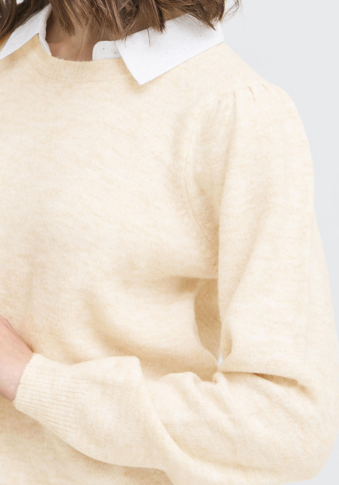 Fransa Katie Jo Melange Jumper with Collar, Yellow