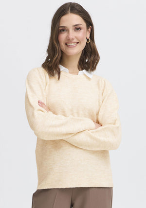 Fransa Katie Jo Melange Jumper with Collar, Yellow