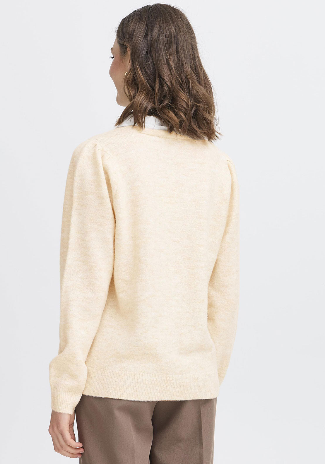 Fransa Katie Jo Melange Jumper with Collar, Yellow