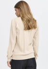 Fransa Kata Stripe Embossed Sweater, Beige