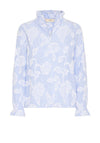 Fransa Lani Floral Striped Blouse, Blue and White