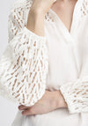 Fransa Bess Laser Cut Blouse, White