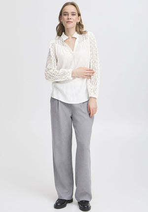 Fransa Bess Laser Cut Blouse, White