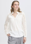 Fransa Bess Laser Cut Blouse, White