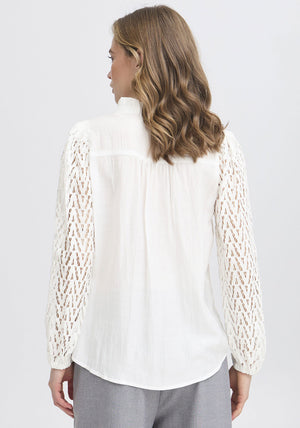 Fransa Bess Laser Cut Blouse, White