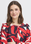 Fransa Ariana Abstract Floral Print Blouse, Red Multi