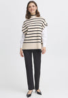 Fransa Bitte Striped Sweater Vest, Beige and Black