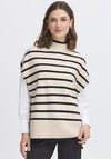 Fransa Bitte Striped Sweater Vest, Beige and Black