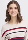 Fransa Melani Striped Jumper, Beige Multi