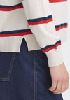 Fransa Melani Striped Jumper, Beige Multi