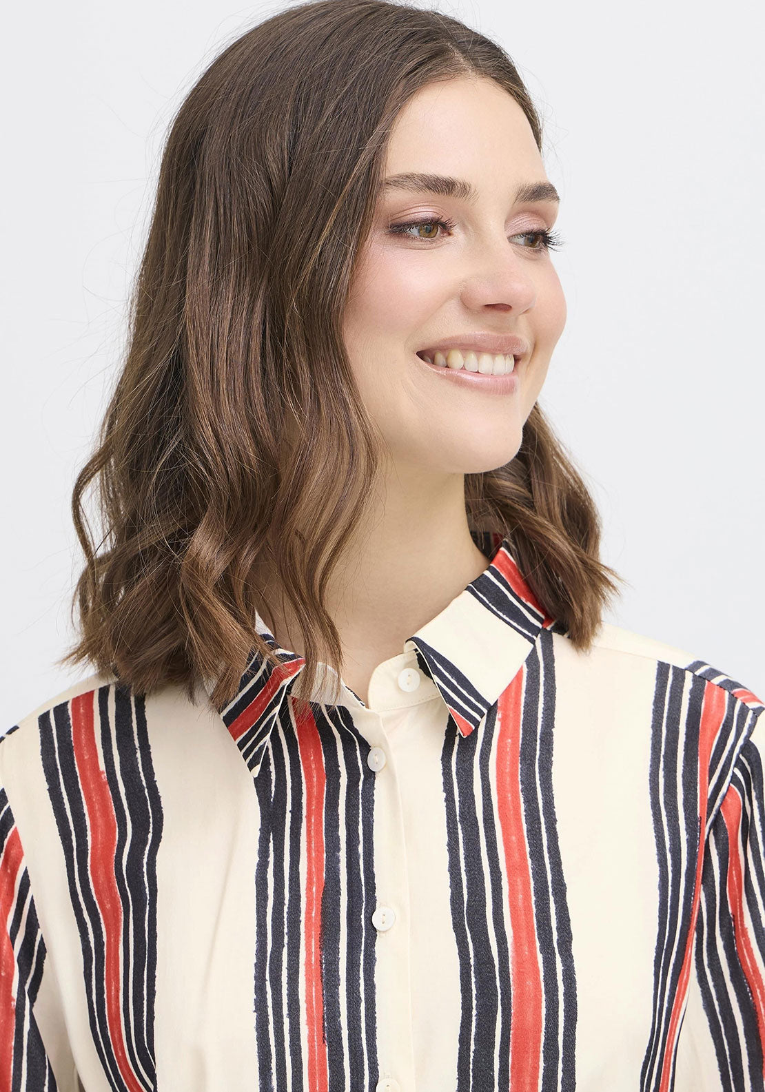 Fransa Alda Striped Shirt, Beige Multi