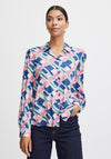 B.Young Josa Puff Shoulder Print Top, True Navy Mix