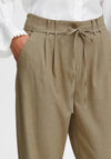 B.Young Danta Tie Waist Straight Leg Trousers, Aloe Melange