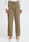 B.Young Danta Tie Waist Straight Leg Trousers, Aloe Melange