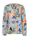 B.Young Hamma V-Neck Print Blouse, Crème De Menthe Mix