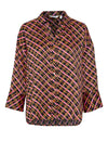 B.Young Trine Vibrant Pattern Crepe Blouse, Black Mix